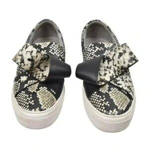 Nine  West ODIENELLA Leather Reptile Print Platform Shoes Black Size 8.5